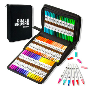 Precio barato de fábrica, juego de marcadores para colorear, rotulador de color, <span class=keywords><strong>rotuladores</strong></span> de pincel de acuarela de doble punta personalizados - Product Image 1