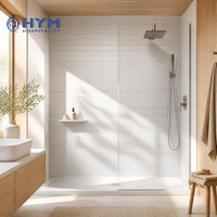 Système de panneaux muraux de douche en marbre moderne Linear Vision, lignes texturées horizontales, étanches, sans joint, pour salle de bain, découpe sur mesure