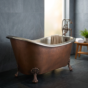 Bañera de Cobre con Patas, Bañera Ovalada Independiente, Acabado Antiguo, Bañera Metálica para Casa u Hotel - Product Image 2