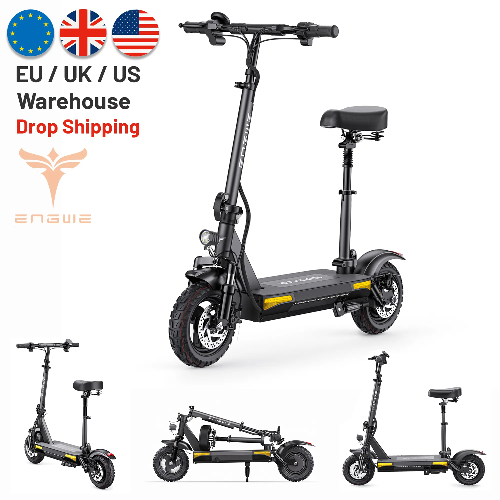 Engwe Elektrische Scooter Draagbare E-Scooter 10Inch Wielen Lange Afstand Batterij 48V 15.6ah Opvouwbare Off-Road Scooter