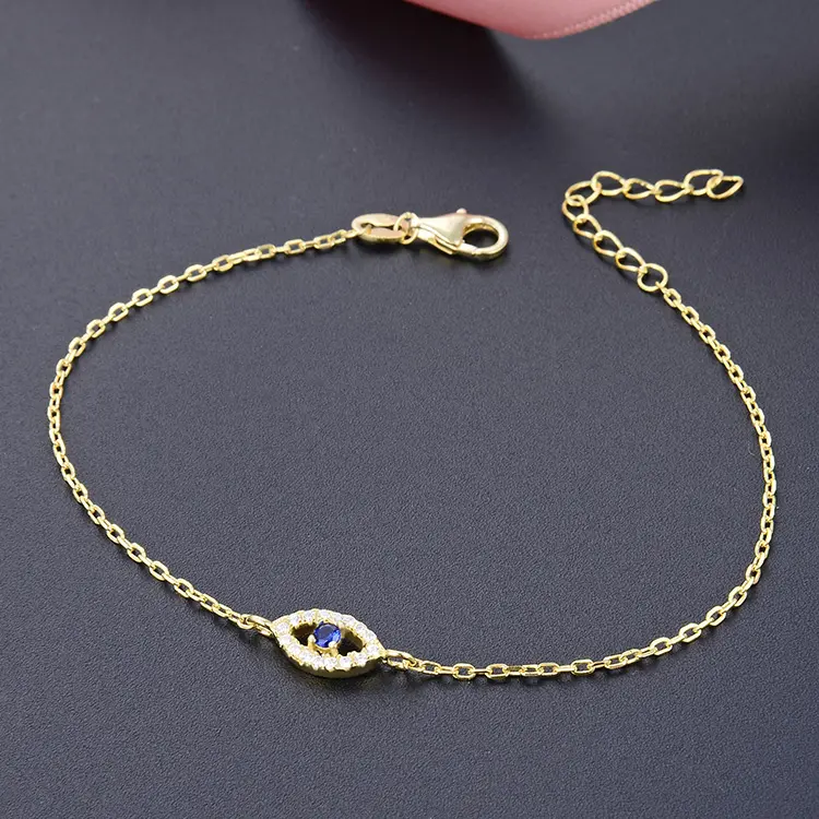 POLIVA Gold Plated 925 Sterling Silver Evil Eye Bracelet Adjustable Bracelets Women