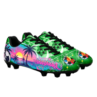 Chaussures de football personnalisées avec imprimé graffiti de palmiers tropicaux au coucher du soleil, chaussures de sport pour hommes, chaussures à crampons pour terrain ferme, chaussures d'entraînement en plein air