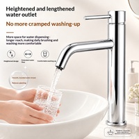 Robinet de lavabo moderne simple à poignée unique, monotrou, en acier inoxydable, avec cartouche céramique, revêtement PVD, garantie 3 ans