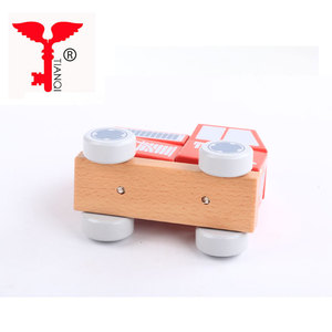 Rojo fuego del coche del motor de los niños bloques juego de bloques de madera de juguete - Product Image 3