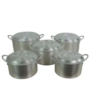 Grosir Set 5 buah aluminium dipoles, panci masak dalam, Set peralatan masak besar dengan ukuran berbeda