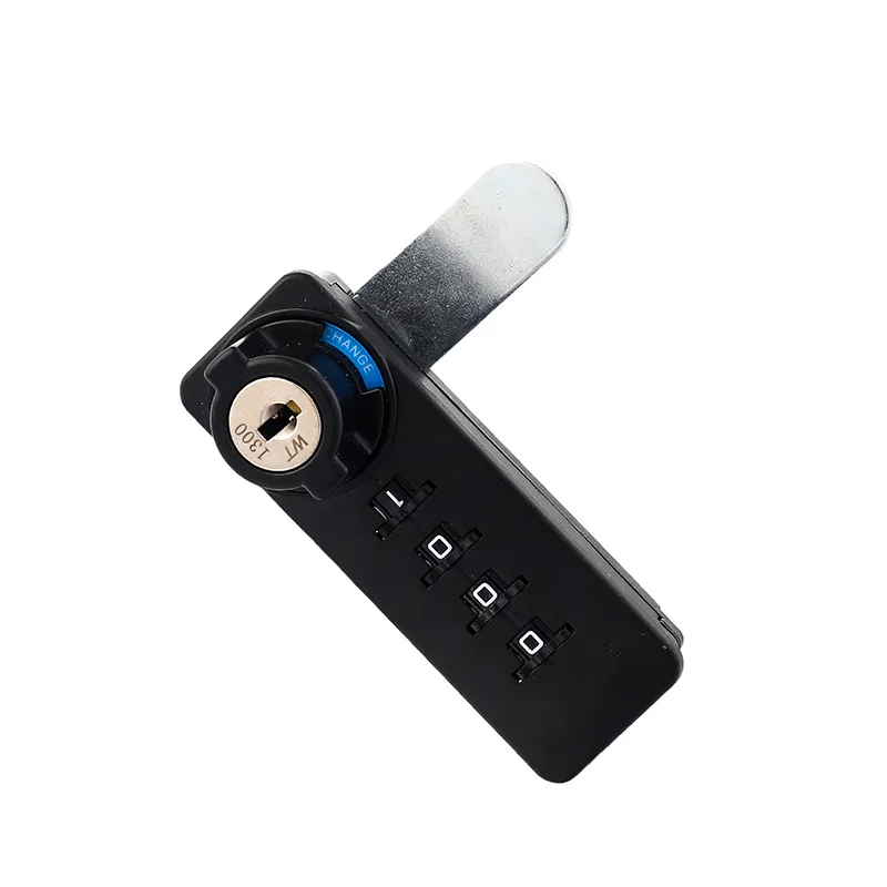 Plastic 4 Digital Combination Lock with Keys Zinc Alloy Black