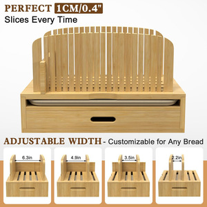 Planche à découper en bambou avec tiroir et plateau à miettes pour la cuisson et le rangement des toasts - Product Image 2