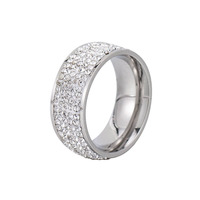 Anillo de acero inoxidable con múltiples filas de circonitas, joyería unisex, regalo para pareja, diseño elegante y moderno