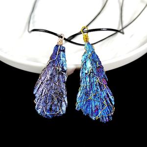 Vente en gros de pendentif Aura Black <span class=keywords><strong>Tourmaline</strong></span> Charm Wrap Aura Black Kyanite Aura Black Kyanite pour cadeau - Product Image 4