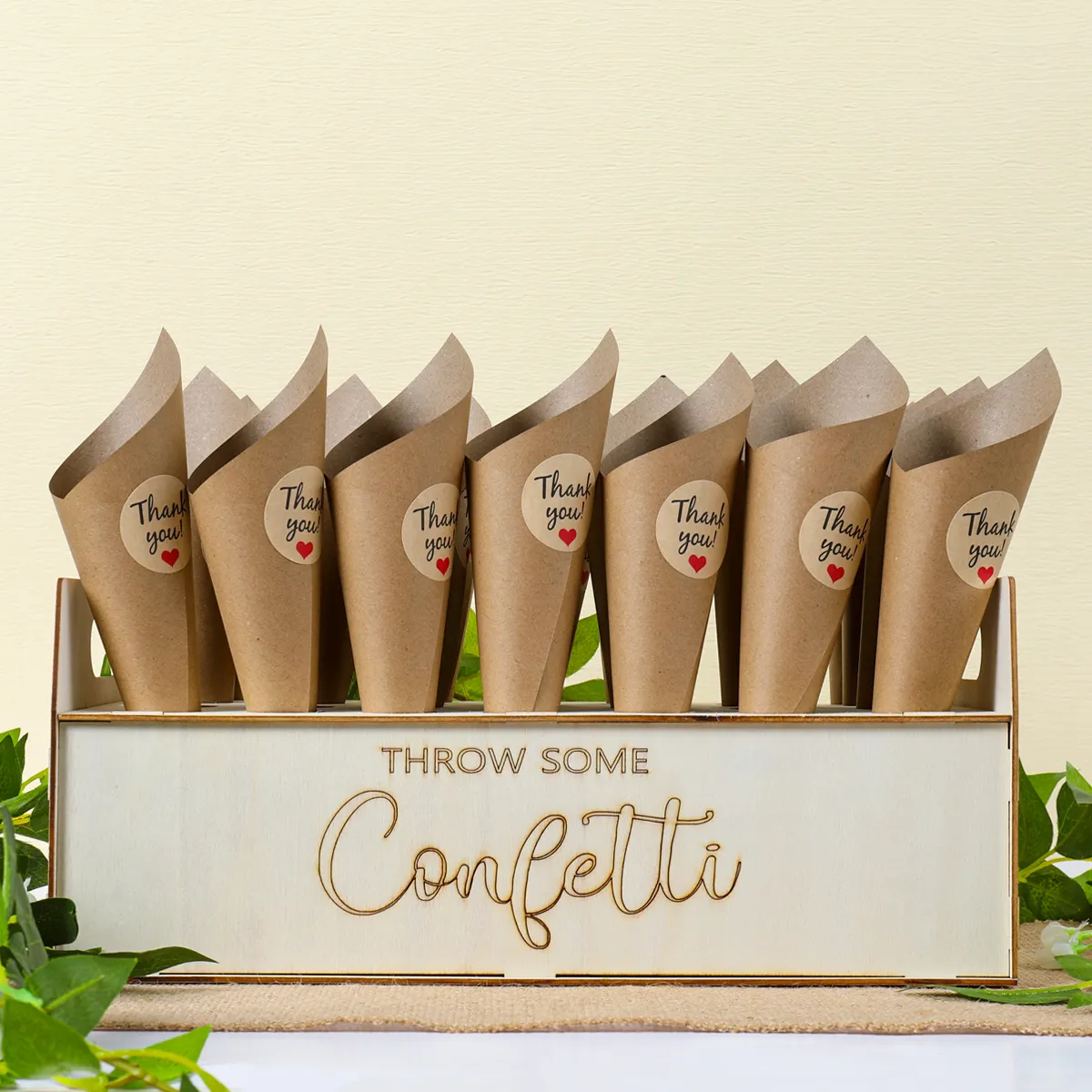 Wooden Wedding Confetti Cone Tray Confetti Coanes Stand Box Wedding Decoration DIY Holder Support Party Favor