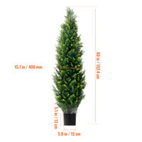 2 Paket Pohon Cedar Topiary Buatan 5FT, Tanaman Pot Evergreen Palsu Tahan UV untuk Dekorasi Dalam dan Luar Ruangan