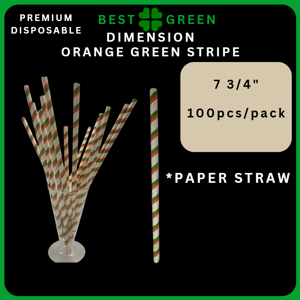 Orange, vert et blanc 8mm x 216mm