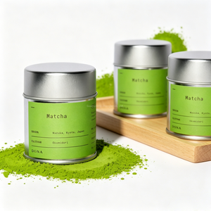 Lata de Matcha Ecológica de Hojalata con Doble Tapa Lacada, Hermética, de Grado Alimenticio, para Almacenamiento de Té en Hojas Sueltas o en Polvo, Reciclable - Product Image 3
