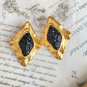 Pendientes llamativos negros de textura plateada dorada gruesa con joyas vintage de moda al por mayor para mujer - Product Image 2