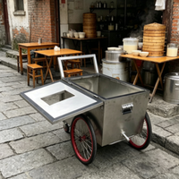 Gerobak Jualan Es Krim Stainless Steel - Gerobak Es Krim Mobile untuk Makanan Ringan