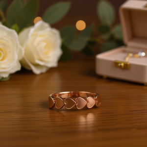 Anillo F1575 7 #   Anillo unisex de aleación chapado en oro rosa con forma de corazón, lindo y a la moda, para uso diario, ideal para regalo. - Product Image 2