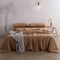 Parure de lit de luxe en tissu de chanvre biologique 100% 100TC, couleur terre cuite unie, respirante, faible MOQ, pour lit Queen et King Size