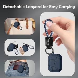 Étui pour <span class=keywords><strong>AirPods</strong></span> 1 <span class=keywords><strong>2</strong></span> 3 4 avec cordon, coque rigide robuste en TPU, double couche, protection antichoc pour Pro <span class=keywords><strong>2</strong></span> Pro3 - Product Image 2