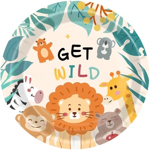 Vaisselle de fête sur le thème du zoo 7 pouces 9 pouces <span class=keywords><strong>Assiette</strong></span> d'animaux de la <span class=keywords><strong>jungle</strong></span> pour décorations - Product Image 4