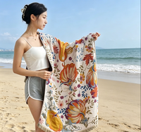 [Sirop d'érable Récolte d'automne] Serviette de bain en gaze de coton ultra-douce, écologique, motif floral moderne, pour usage domestique - 80cm*160cm