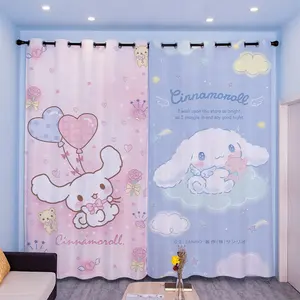 Sanrio Cinnamoroll Full Blackout Curtains Cartoon Bedroom Curtains Living Room Floor-To-Ceiling Windows No Perforated Curtains