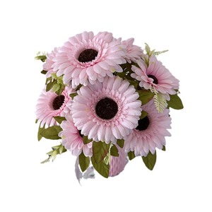 Flores artificiales de crisantemo Queyiyi, arreglo floral de seda rosa de 11 cabezas para decoración del hogar, sala de estar, adorno de escritorio - Product Image 5