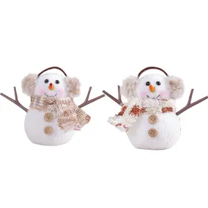 Оптовая продажа, мини-Рождественские плюшевые куклы, фаршированные морозные светодиодные Снеговики
