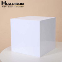 Équipement de Restauration Huadison Présentoir Rectangulaire en Acrylique Blanc pour Buffets et Aliments