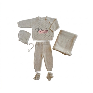 Ensembles de <span class=keywords><strong>layette</strong></span> pour bébé unisexes décontractés d'été en 5 pièces, 100% coton <span class=keywords><strong>tricot</strong></span>é en maille pour les nouveau-nés filles et garçons - Product Image 1