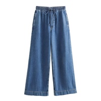 Ensemble en jean pour femme, nouveau modèle automne-hiver, tricoté, col polo ample, pantalon large, style élégant, vente en gros