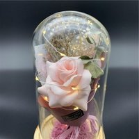 Mini roses multicolores, 1 pièce, fleurs artificielles, pour un cadeau romantique de saint-valentin, vente en gros, sous dôme de verre transparent