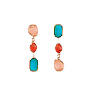 Tempérament asymétrique, boucles d'oreilles en cristal coloré, boucles d'oreilles exquises rétro françaises pour femmes, sensation haut de gamme personnalisée, super - Product Image 6