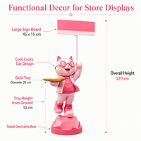 Vente en gros usine Chicha en résine Astronaute 129cm Décoration chat rose Chicha Lounge Plateau en acier inoxydable
