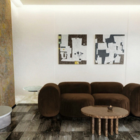 Canapé modulaire d'angle trois places en velours style Mid-Century, éponge écologique, flanelle, pour appartement, hôtel, villa, salon