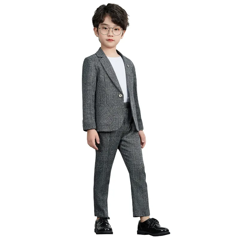 Set per bambini primavera e autunno nuovo vestito scozzese per ragazzi belli vestito per il primo anno del bambino in stile britannico