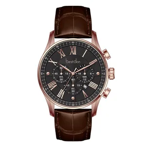 Best luxury PLUS SIZE custom logo multi function chronograph stainless steel watches for men