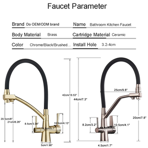 Полированный латунный кухонный смеситель для холодной воды с фильтром, двумя ручками, керамическим картриджем, настольный, с 3-сторонним распылителем, сертифицирован CUPC, бесплатно - Product Image 6