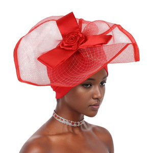 Nuevo turbante elegante exagerado con cabeza de flor grande <span class=keywords><strong>para</strong></span> mujer, gorra de fiesta, hermosos accesorios <span class=keywords><strong>para</strong></span> el cabello de boda - Product Image 2