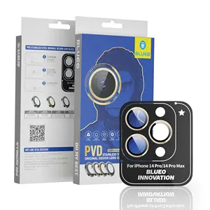 Blueo पीवीडी स्टेनलेस स्टील मूल डिजाइन लेंस ग्लास के लिए 3 pcs/पैकेज iphone 14 प्रो मैक्स
