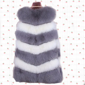 Amerikaanse Stijl Vrouw Bontjassen Mouwloze Lange Natuurlijke Fox Fur Vest Met Geverfd Kleur