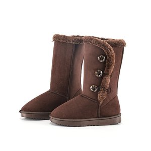 Bottes d'hiver pour femmes, bottes à semelle épaisse, mi-hautes, à la mode, doublure en coton chaud, en cuir artificiel - Product Image 2