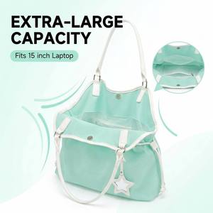 Trendy Clear PVC Jelly Beach Bag Custom Star Charm Drawstring Closure Women Shoulder Tote Shopping Bag with <strong>Purse</strong> - Product Image 3