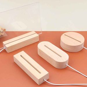 Factory Direct <b>Led</b> Wood Display Stand for 3D Crystal Glass Resin Art <b>Light</b> Wooden Lamp Base for <b>LED</b> Round Display Pedestal - Product Image 2