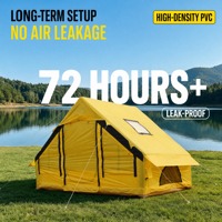 Tente de camping gonflable 6-8 personnes, colonne d'air de 12 cm, imperméable, tente familiale extérieure en Oxford 300D avec pompe