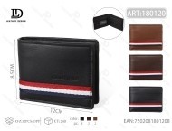 Portafoglio da uomo in vera pelle JD, 7 pollici, a righe, con chiusura a piega, corto, ideale come regalo - Product Image 1