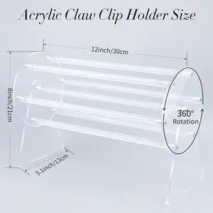 Acrylic Claw Clip Organizer Holder 360-Degree Rotating Claw Clip Holder And Storage Hair Clip Organizer Display