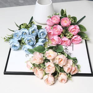 Flores Artificiales de Peonía Lichao, 10 Piezas, Color Blanco, Rosa y Champán, Decoración para Bodas y Hogar, Reutilizables - Product Image 4
