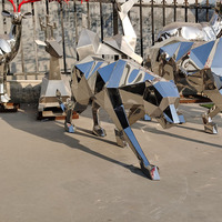 Sculpture de léopard en acier inoxydable faite à la main, statue animale avec finition polie miroir argentée, personnalisation tendance