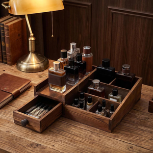 Boîte à parfum en bois à 6 compartiments réglables pour <span class=keywords><strong>homme</strong></span> et femme, boîte de présentation de luxe en bois pour parfum - Product Image 4