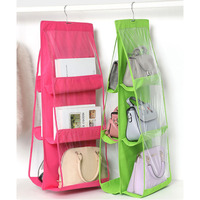 Sac à main Housse anti-poussière Rangement Organisateur Garde-robe 6 Accès facile Poches profondes transparentes en PVC Pliable Tissu Vêtements Outils